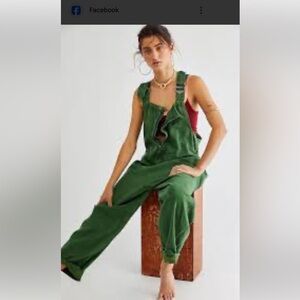 Free People Green Straight Leg Jumpsuit